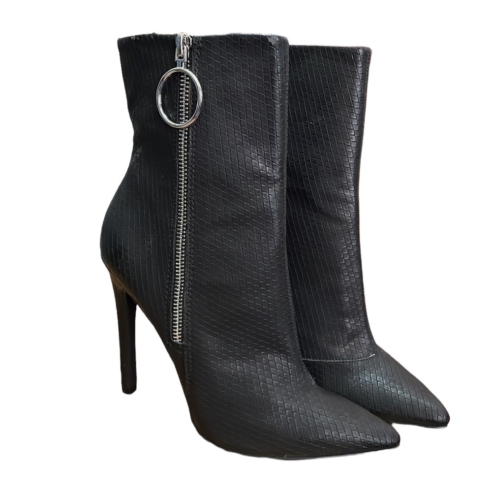 Danielle Guizio Nectra Python Zip Up Black Heeled… - image 6